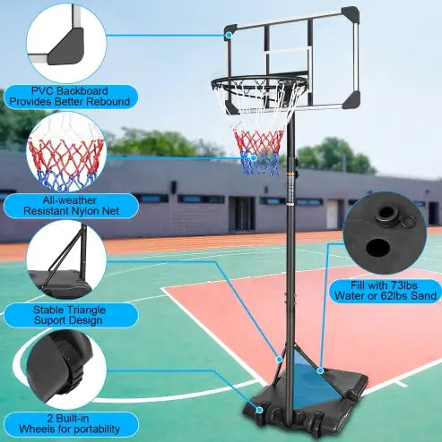 Mobile Junior Basketball System 5.6-7ft with Wheels