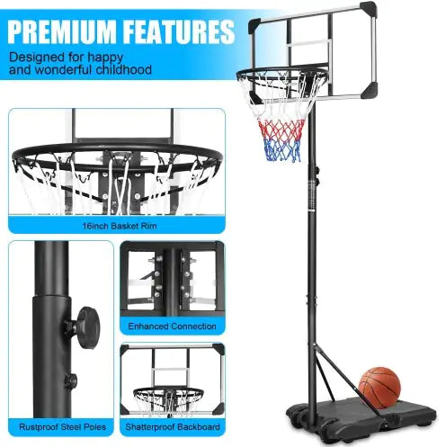 Mobile Junior Basketball System 5.6-7ft with Wheels